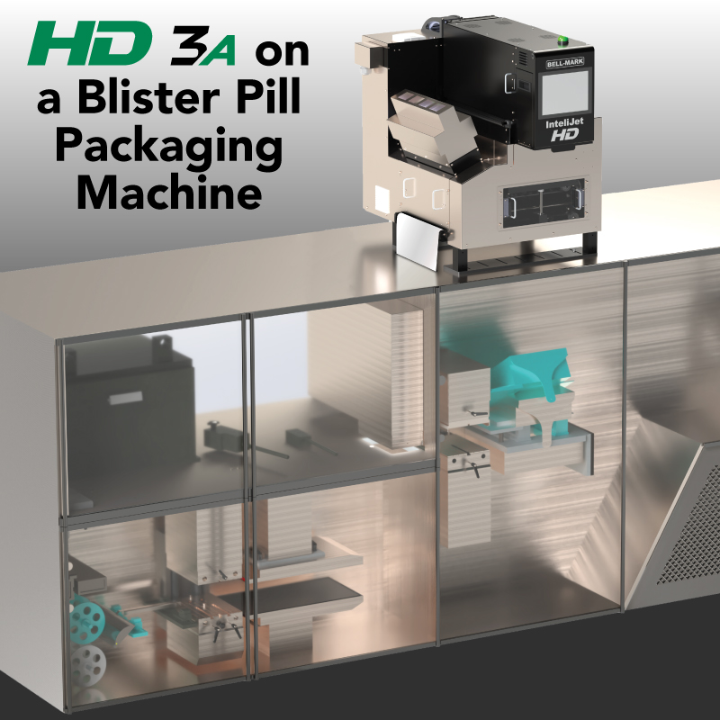 InteliJet HD 3A auf einer Blisterverpackungsmaschine für Pillen