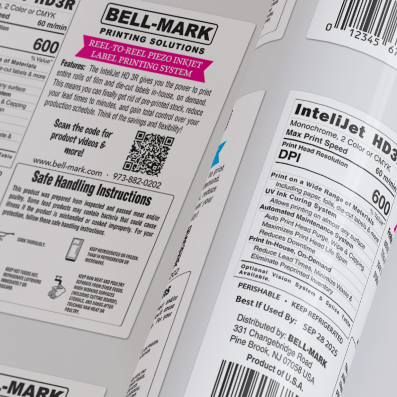 Bedruckte Etikettenrolle, Anwendung für Lebensmittelverpackungen
